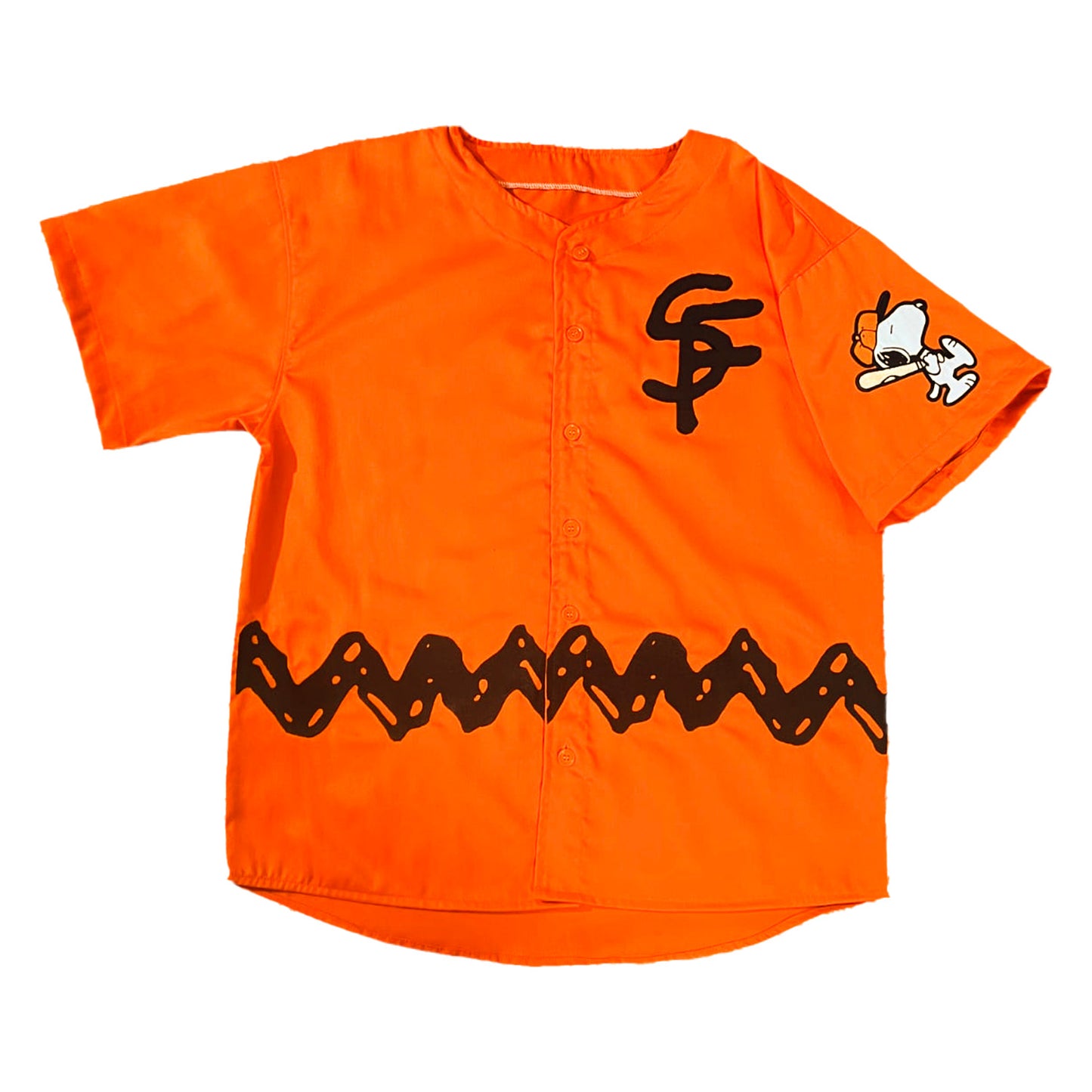 Front view of jersey, with visible patch on left sleeve